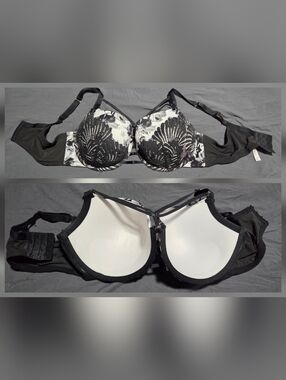 Cacique Black and White Floral Lace Underwire Bra